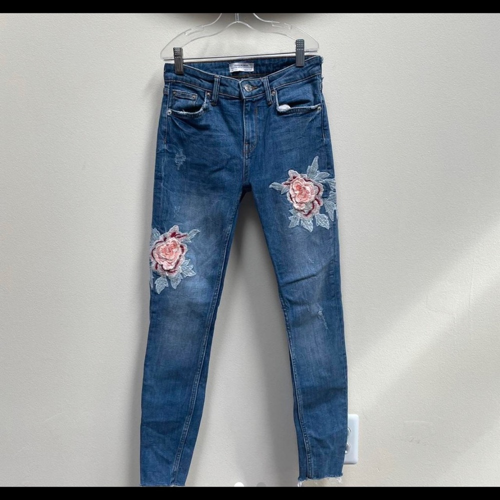 Zara patchwork floral jeans